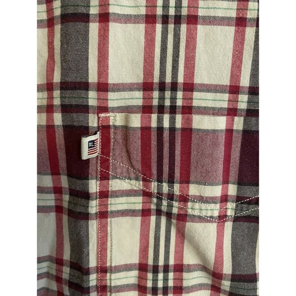 Ralph Lauren Polo Jeans Shirt Adult Large Red White Plaid Button Up Casual Mens - Picture 3 of 6